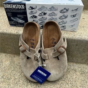 Birkenstock Boston Taupe Suede Soft Footbed Sandals/Clogs BRAND NEW unisex 36